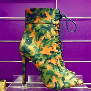 Orange Camo Stiletto Booties